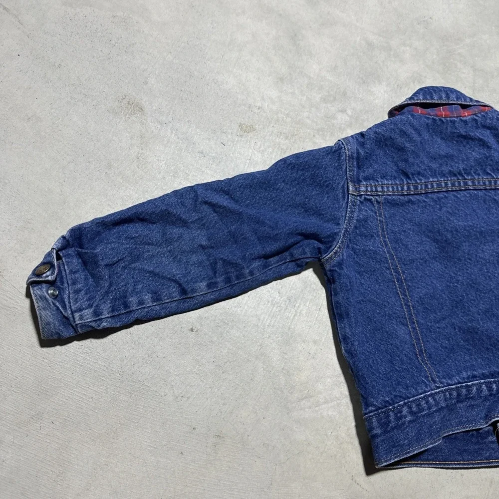 Vintage OshKosh B'Gosh Denim Jacket Flannel Lined Kids Size 5T Retro Made In USA